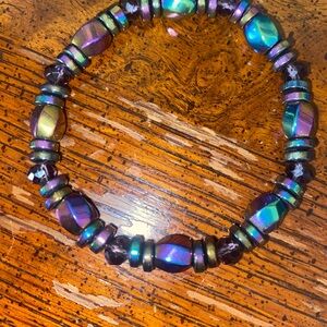 Iridescent Hematite Beaded Bracelet